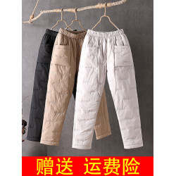 羽絨棉褲女2025外穿加厚保暖大碼修身防風休閒直筒百搭女士棉褲冬