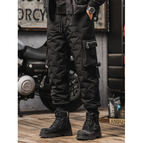 90鴨絨羽絨褲男款冬季加厚防寒外穿束腳工裝褲子女士潮牌休閒長褲 90鴨絨羽絨褲男款冬季加厚防寒外穿束腳工裝褲子女士潮牌休閒長褲