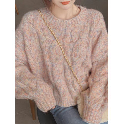 軟糯麻花毛衣女秋冬季新款加絨加厚外穿針織衫寬松短款小個子上衣