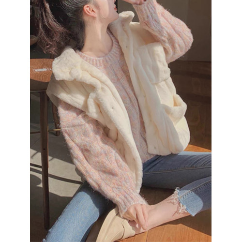 軟糯麻花毛衣女秋冬季新款加絨加厚外穿針織衫寬松短款小個子上衣