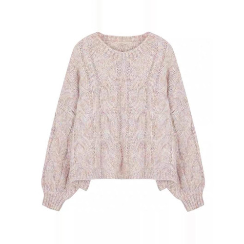 軟糯麻花毛衣女秋冬季新款加絨加厚外穿針織衫寬松短款小個子上衣