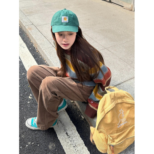 慵懶復古彩條紋毛衣女圓領秋冬長袖百搭鹽系針織套頭軟糯加厚上衣