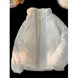 加絨加厚羽絨服男24新款保暖立領冬季外套高級感大碼寬松棉襖情侶