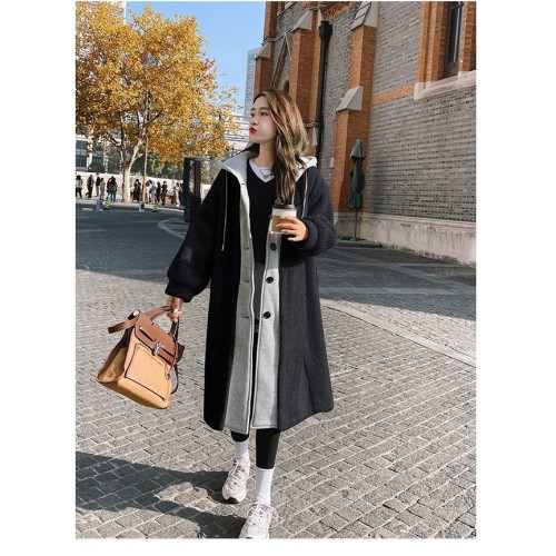 假兩件連帽棉服外套女裝冬季韓版2025新款設計感加絨加厚保暖大衣 假兩件連帽棉服外套女裝冬季韓版2025新款設計感加絨加厚保暖大衣