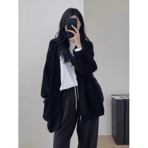 2025年秋冬新款大碼女裝胖MM毛衣開衫外套中長款慵懶風針織上衣潮