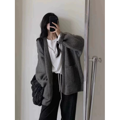 2025年秋冬新款大碼女裝胖MM毛衣開衫外套中長款慵懶風針織上衣潮