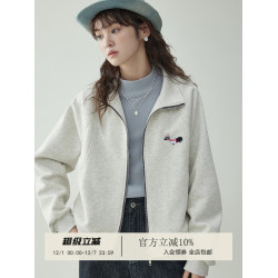 「北島AMUU原創」韓系小狗刺綉雙拉鍊外套衛衣女春秋寬松長袖上衣