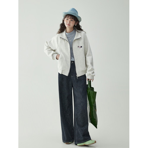 「北島AMUU原創」韓系小狗刺綉雙拉鍊外套衛衣女春秋寬松長袖上衣 「北島AMUU原創」韓系小狗刺綉雙拉鍊外套衛衣女春秋寬松長袖上衣