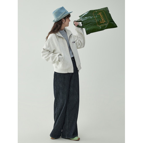 「北島AMUU原創」韓系小狗刺綉雙拉鍊外套衛衣女春秋寬松長袖上衣 「北島AMUU原創」韓系小狗刺綉雙拉鍊外套衛衣女春秋寬松長袖上衣