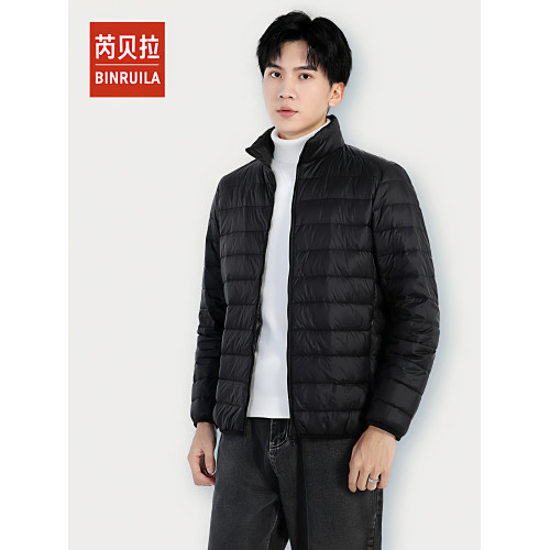 冬季新款男士輕薄短款時尚休閒羽絨服修身可攜式保暖男連帽外套