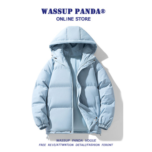 WASSUP PANDA簡約純色連帽羽絨服男冬季麵包服加厚保暖棉衣外套 WASSUP PANDA簡約純色連帽羽絨服男冬季麵包服加厚保暖棉衣外套