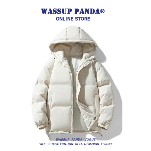 WASSUP PANDA簡約純色連帽羽絨服男冬季麵包服加厚保暖棉衣外套 WASSUP PANDA簡約純色連帽羽絨服男冬季麵包服加厚保暖棉衣外套