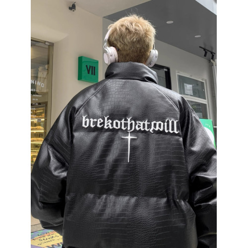 國潮PU皮羽絨服男款冬季寬松痞帥美式潮牌百搭加厚保暖棉服外套 國潮PU皮羽絨服男款冬季寬松痞帥美式潮牌百搭加厚保暖棉服外套