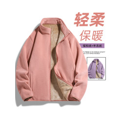 暖暖的仿羊羔絨厚外套女秋冬奧利絨抓絨衣加絨粉色夾克搖粒絨衛衣