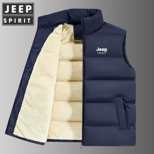 JEEP羊羔絨馬甲男款秋冬加絨厚保暖羽絨棉坎肩中老年外穿馬夾外套 JEEP羊羔絨馬甲男款秋冬加絨厚保暖羽絨棉坎肩中老年外穿馬夾外套