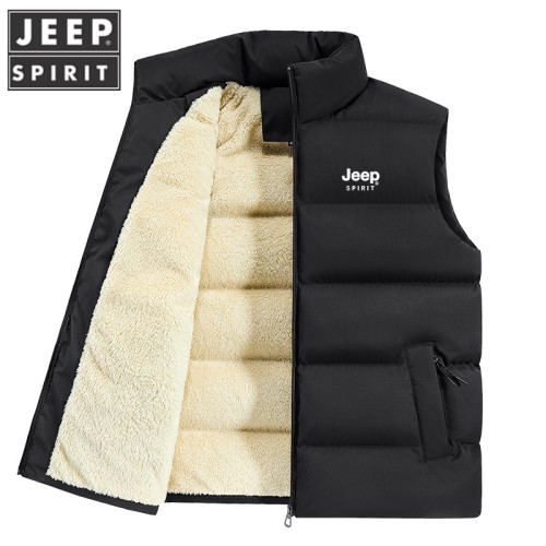 JEEP羊羔絨馬甲男款秋冬加絨厚保暖羽絨棉坎肩中老年外穿馬夾外套 JEEP羊羔絨馬甲男款秋冬加絨厚保暖羽絨棉坎肩中老年外穿馬夾外套