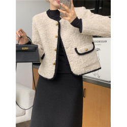 圈圈羊毛90白鴨絨小香風羽絨服外套女2025年冬季新韓版小個子上衣