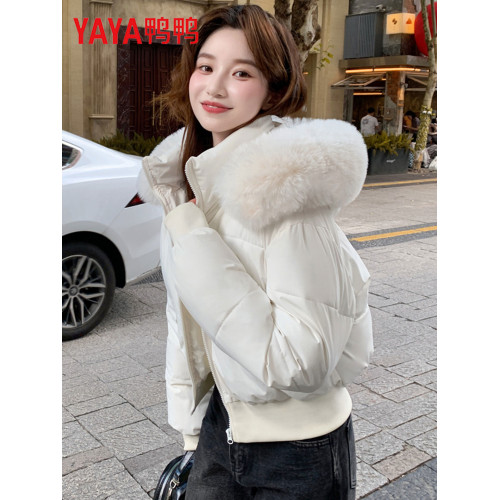 鴨鴨短款羽絨服女2025冬季新款時尚毛領連帽白鴨絨收腰麵包服外套 鴨鴨短款羽絨服女2025冬季新款時尚毛領連帽白鴨絨收腰麵包服外套