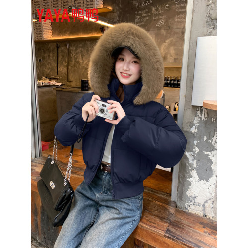 鴨鴨短款羽絨服女2025冬季新款時尚毛領連帽白鴨絨收腰麵包服外套 鴨鴨短款羽絨服女2025冬季新款時尚毛領連帽白鴨絨收腰麵包服外套