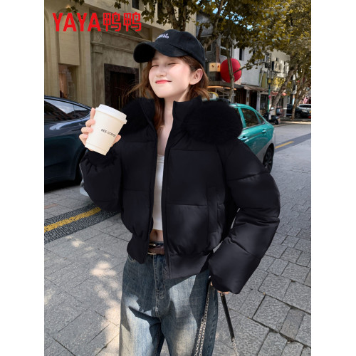 鴨鴨短款羽絨服女2025冬季新款時尚毛領連帽白鴨絨收腰麵包服外套 鴨鴨短款羽絨服女2025冬季新款時尚毛領連帽白鴨絨收腰麵包服外套