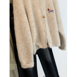 小狗拉鍊圓領毛衣外套女秋冬2025新款慵懶風軟糯短款羊毛針織開衫