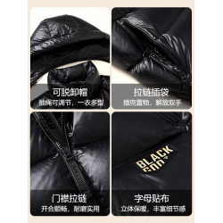 2024新款黑金鵞絨羽絨服女馬夾背心加厚冬季情侶男女同款短款馬甲