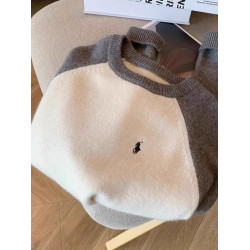 軟糯慵懶撞色刺綉毛衣女秋冬加厚韓系插肩袖顯瘦打底針織衫上衣潮