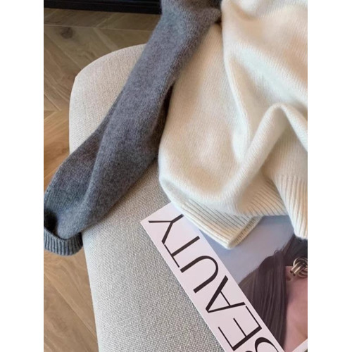 軟糯慵懶撞色刺綉毛衣女秋冬加厚韓系插肩袖顯瘦打底針織衫上衣潮