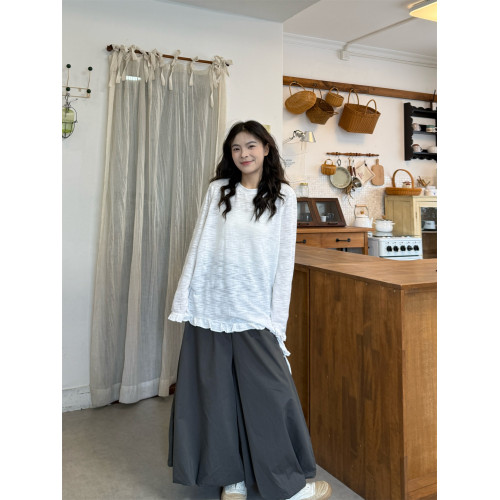 PPHOME卡通小貓提花馬甲針織背心長袖T恤女秋季寬松濶腿褲三件套