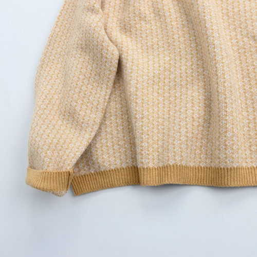 2025年新款秋冬個性撞色拼接套頭圓領毛衫百搭慵懶風女寬松毛衣