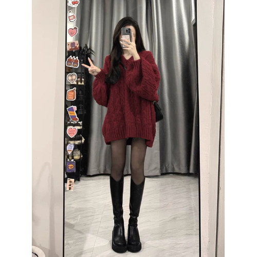 大碼胖MM美拉德氣質高級感咖色針織毛衣女秋冬新款軟糯慵懶風寬松