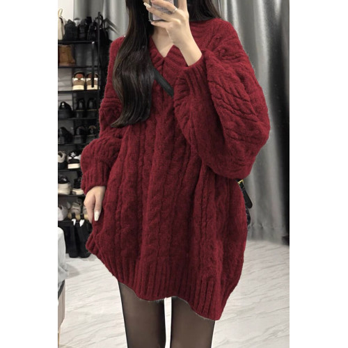 大碼胖MM美拉德氣質高級感咖色針織毛衣女秋冬新款軟糯慵懶風寬松