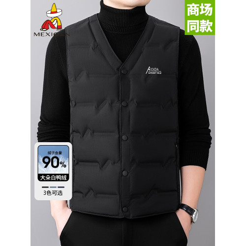 90白鴨絨稻草人冬季羽絨馬甲男保暖加厚抗寒背心坎肩百搭爸爸裝 90白鴨絨稻草人冬季羽絨馬甲男保暖加厚抗寒背心坎肩百搭爸爸裝