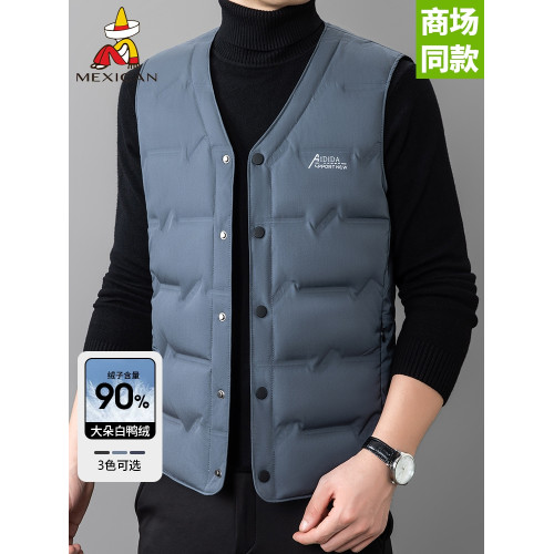 90白鴨絨稻草人冬季羽絨馬甲男保暖加厚抗寒背心坎肩百搭爸爸裝 90白鴨絨稻草人冬季羽絨馬甲男保暖加厚抗寒背心坎肩百搭爸爸裝