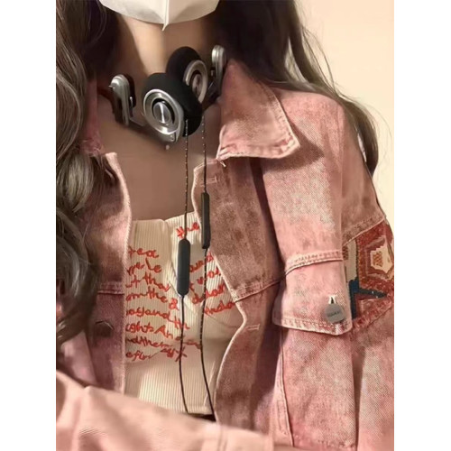 大碼美式復古拼接牛仔外套女春秋設計感小衆休閒百搭工裝夾克上衣 大碼美式復古拼接牛仔外套女春秋設計感小衆休閒百搭工裝夾克上衣