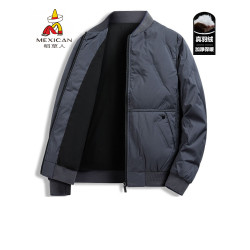 稻草人保暖棒球領輕薄羽絨服男冬季加厚防風抗寒灰鴨絨夾克外套