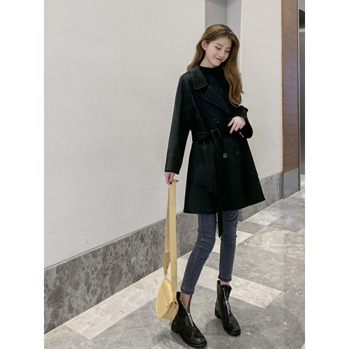 大碼200斤秋冬雙面毛呢大衣女胖mm小個子韓版寬松顯瘦中長款外套