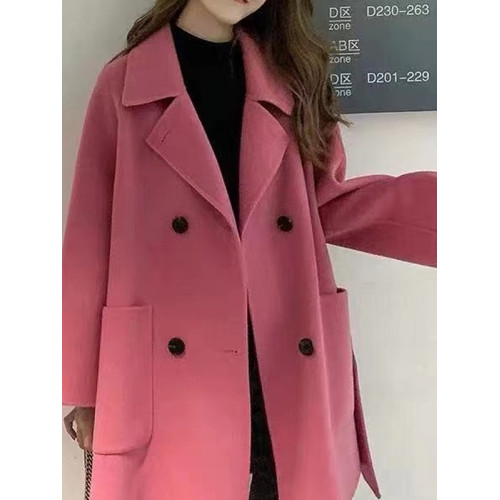 大碼200斤秋冬雙面毛呢大衣女胖mm小個子韓版寬松顯瘦中長款外套