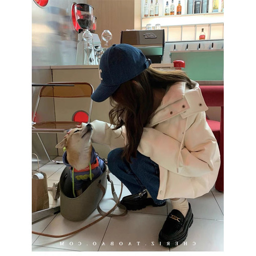 高級感2025年冬季連帽羽絨服女加厚90白鴨絨派克服短款PU皮衣外套 高級感2025年冬季連帽羽絨服女加厚90白鴨絨派克服短款PU皮衣外套