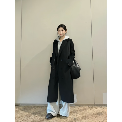 黑色毛呢外套女2025新款秋冬季高級感小個子中長款赫本風呢子大衣