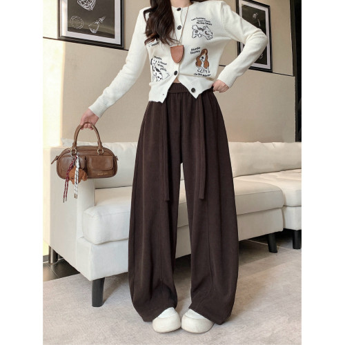 南小蔓大碼女裝2025秋冬季新款濶腿彎刀褲加厚歐棉絨顯瘦長褲 南小蔓大碼女裝2025秋冬季新款濶腿彎刀褲加厚歐棉絨顯瘦長褲