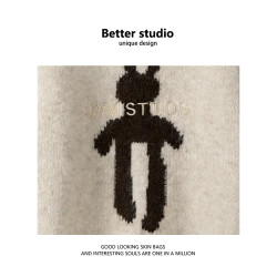 高級感兔子毛衣女春秋季慵懶風oversize衛衣小衆軟糯保暖針織上衣