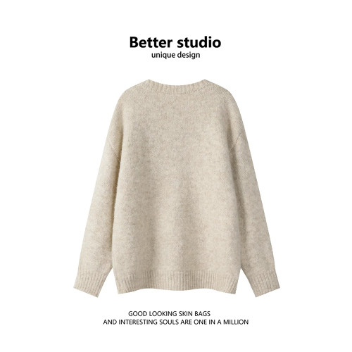 高級感兔子毛衣女春秋季慵懶風oversize衛衣小衆軟糯保暖針織上衣