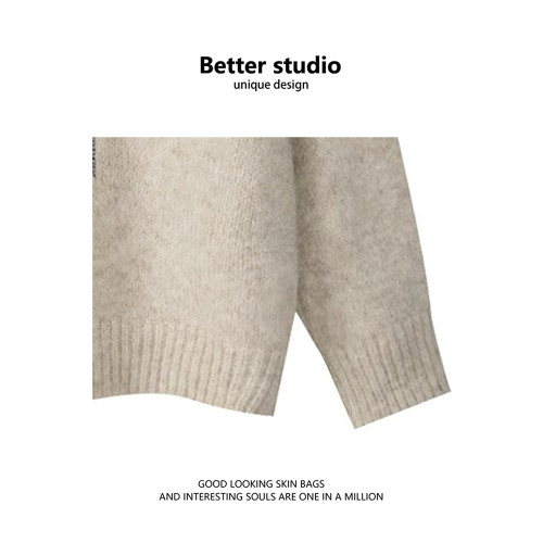 高級感兔子毛衣女春秋季慵懶風oversize衛衣小衆軟糯保暖針織上衣