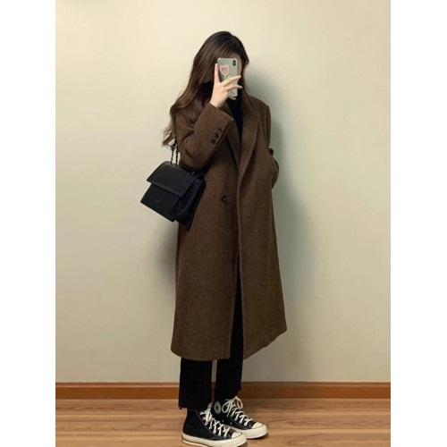 格子毛呢外套女小個子2025新款冬季高級感赫本風西裝正肩呢子大衣