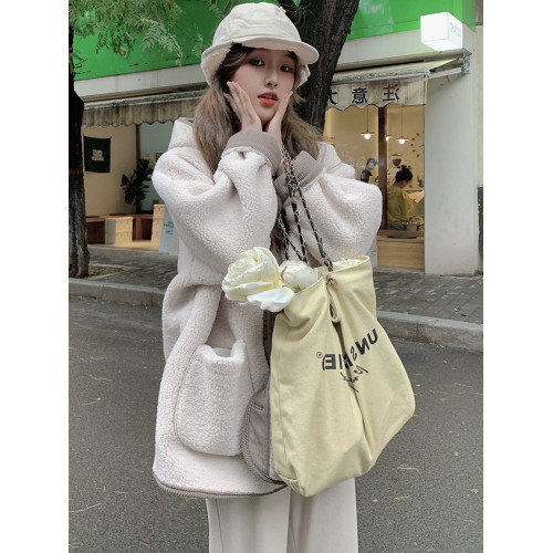 大碼女裝2025冬季新款胖mm韓版寬松顯瘦連帽加厚仿羊羔毛棉衣外套