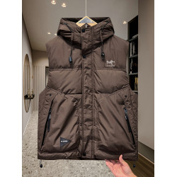 2025冬季鳥家男士羽絨馬甲連帽加厚潮白鴨絨馬夾情侶保暖坎肩外套