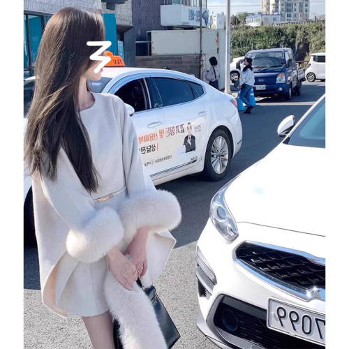 高級感超好看今年流行鬭篷式毛呢外套雙面呢子大衣女春冬2025新款