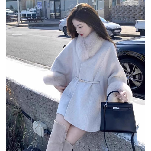 高級感超好看今年流行鬭篷式毛呢外套雙面呢子大衣女春冬2025新款