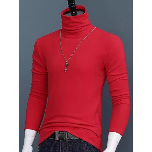 純色高領長袖打底衫男士2024秋冬新款修身秋款秋衣t恤簡約上衣 純色高領長袖打底衫男士2024秋冬新款修身秋款秋衣t恤簡約上衣